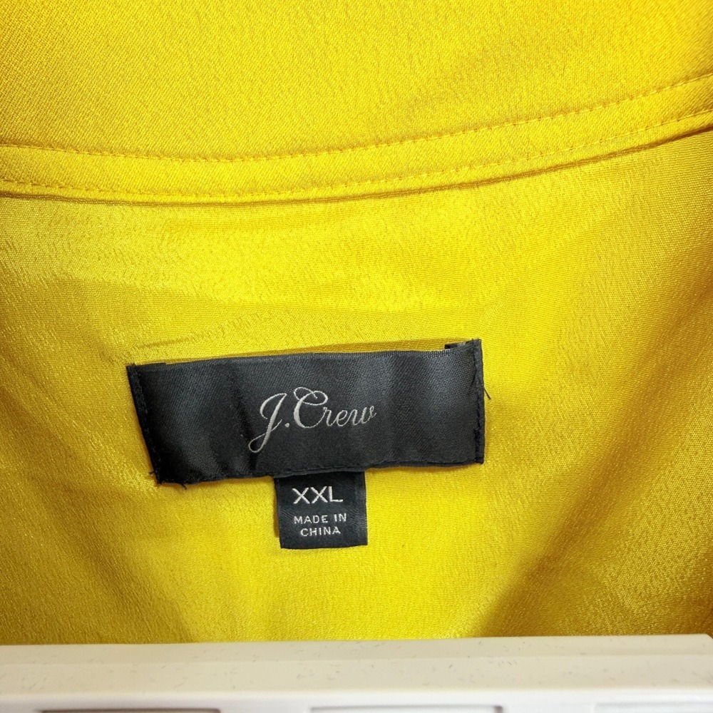 J.Crew Womens XXL Mustard Yellow Satin Wrap Dress Short Sleeve Pockets Lined - Picture 4 of 8